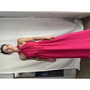 A new Day Pink pleated maxi dress small